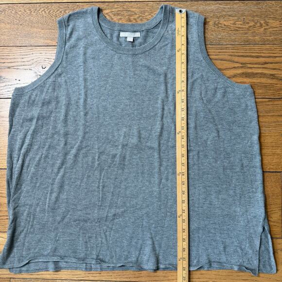Woman Within Gray Sweater Vest 3X Work Academia Closet Staple Layer Pullover - Picture 7 of 7